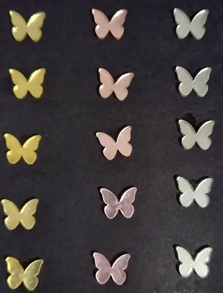 Mini Apliques Borboleta Acrílico Espelhado - 2 Cartela