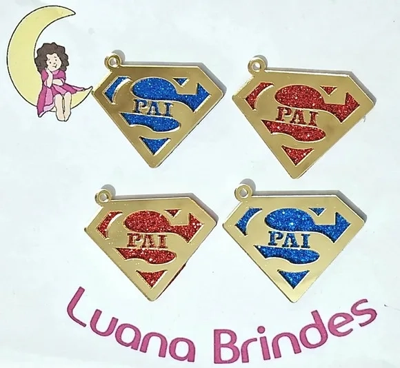 Pingente Superman Pai Acrilico Espelhado Pacotes C/10 Peças