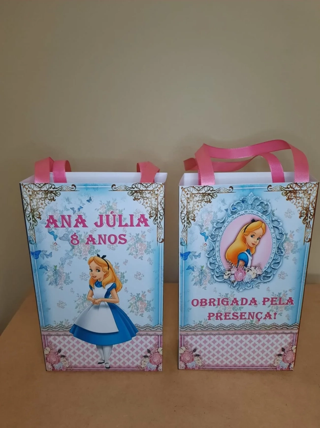Sacolinhas Personalizadas Alice no Pais das Maravilhas para Lembrancinhas