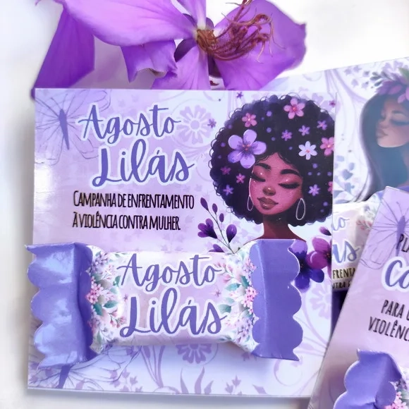 Card com Bala Agosto Lilás