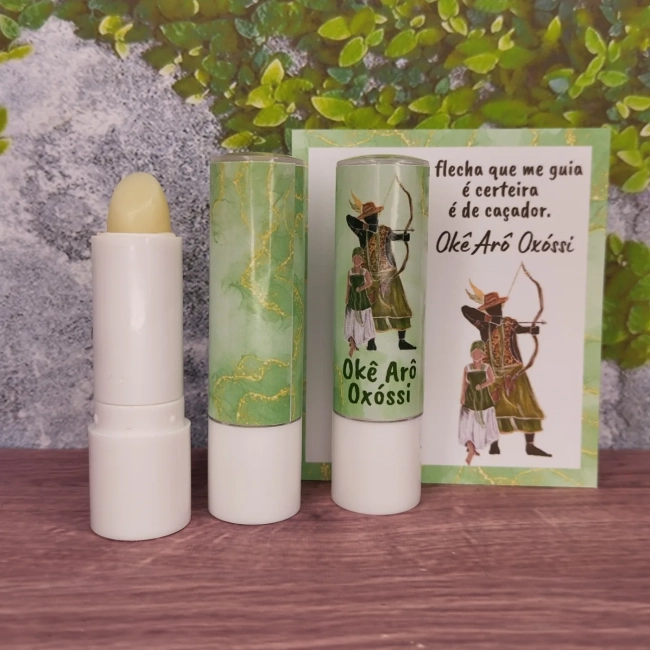 24 Lembrancinhas Personalizada Hidratante Labial Manteiga de Cacau Oxóssi - Odé  - FAZEMOS QUALQUER TEMA