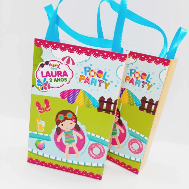 PEGUE E MONTE - Sacolinha Surpresa Personalizada POOL PARTY