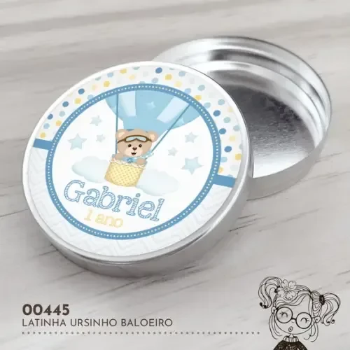 Latinha Adesivada Ursinho Baloeiro - 00445