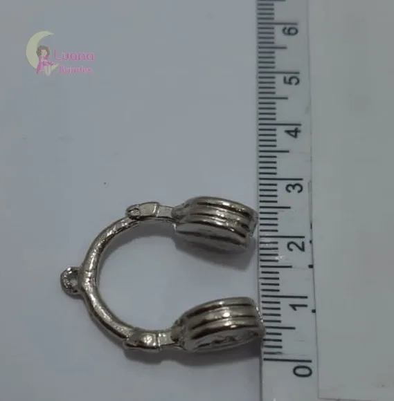 Pingente Fone de Ouvido de Metal Prata - pct c/5 unid