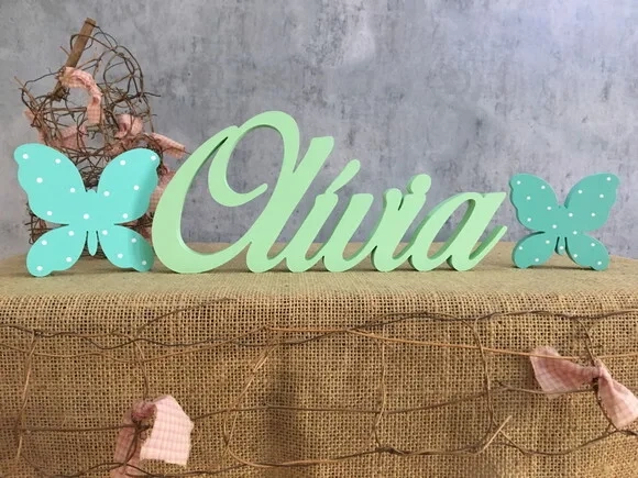 Letras Decorativas - Nome em mdf + Borboletas