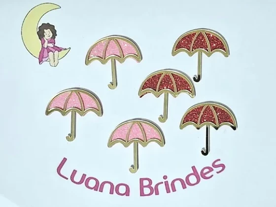 Aplique Guarda Chuva Acrílico Espelhado 10 Unidades