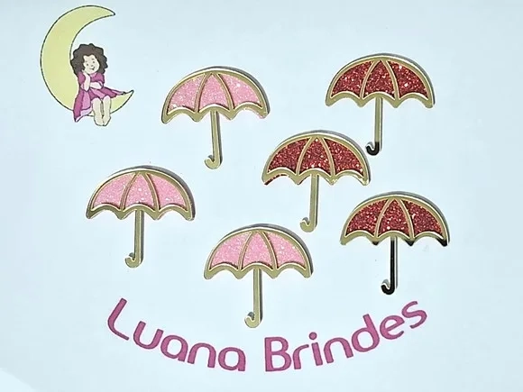 Aplique Guarda Chuva Acrílico Espelhado 10 Unidades