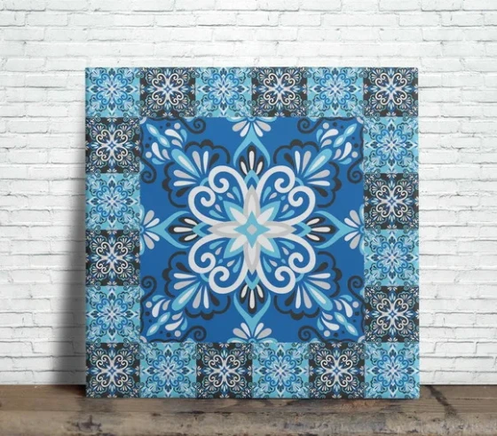 Azulejo 15x15 Português Azul Decorativo com Suporte