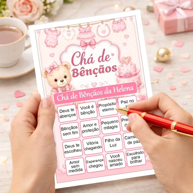 Bingo Chá de Bênçãos Menina PDF Para Imprimir