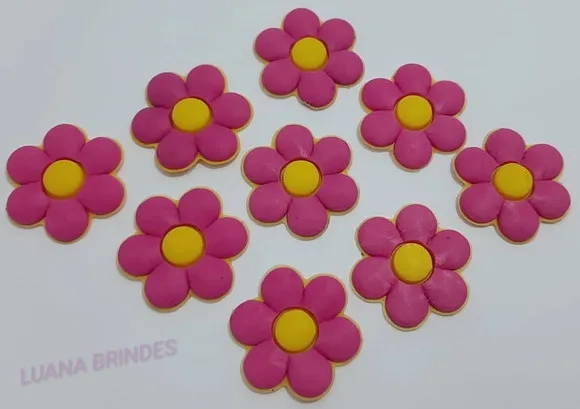 Aplique Flor Rosa de borracha - Pct com 7 unidades