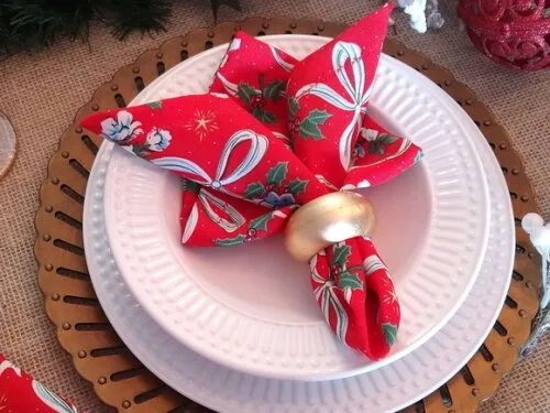 Guardanapo de Tecido de Natal com 4 Peças + 1 de Brinde