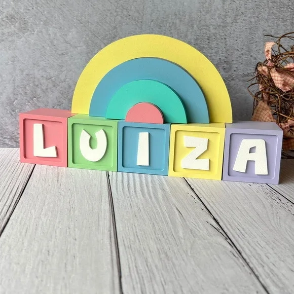 Candy Colors - Cubos 6x6cm Ts + Arco Íris. Decoração Bebê