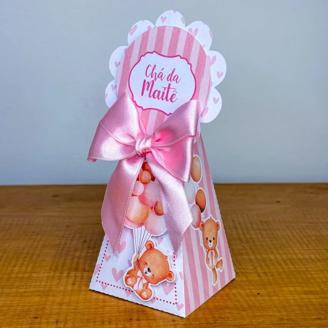 Kit Personalizado Ursinha Rosa 3d Chá de Bebê Arquivo Digital