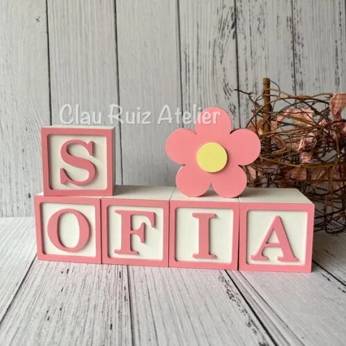 Decoração Bebê - Cubos 6x6cm Candy Ts + 1 Flor