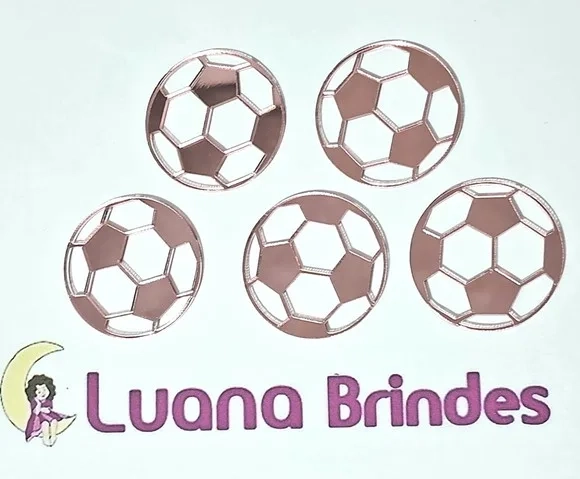 Aplique Bola de Futebol Acrílico Rose 3,5cm 10 Unidades