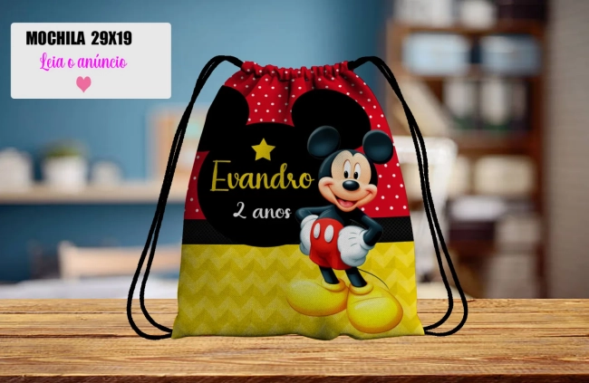 Mochilinha personalizada para lembrancinhas do Mickey