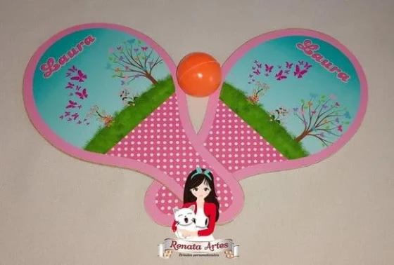 Raquetes de Ping Pong Personalizadas Tema Borboletas Rosa