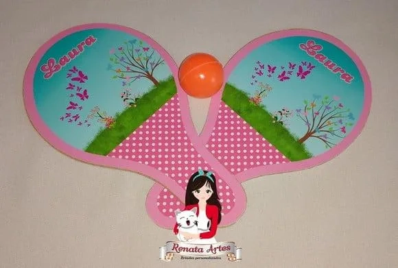 Raquetes de Ping Pong Personalizadas Tema Borboletas Rosa
