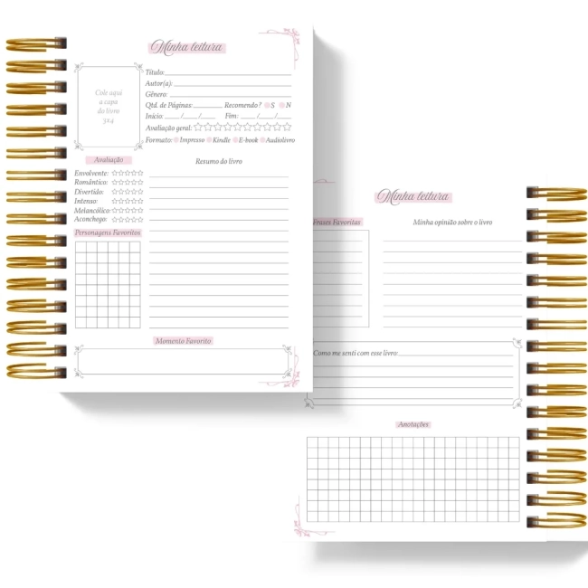 Diário de Leitura Personalizado  Caderno Literário para Registrar Livros, Leituras e Favoritos