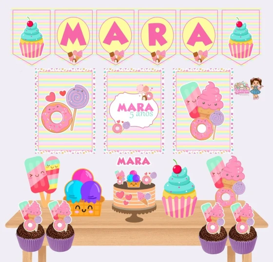 Kit Festa Só Um Bolinho DOCES - Decoração de Festa