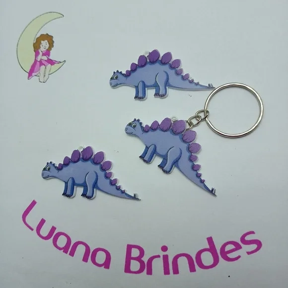Chaveiro Dinossauro Lilás Acrilico U.v. 5cm Pct 5 Unidades