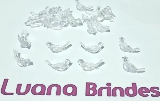 Aplique Pombinha Transparente 2cm Acrílico Pcts com 10 Peças