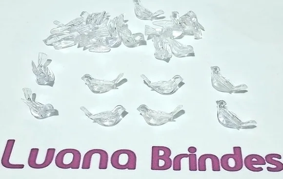 Aplique Pombinha Transparente 2cm Acrílico Pcts com 10 Peças