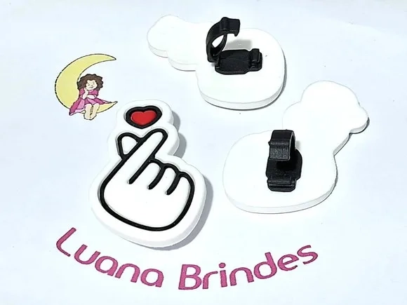 Pins para Tênis Coração Coreano Emborrachado 6 Unidades