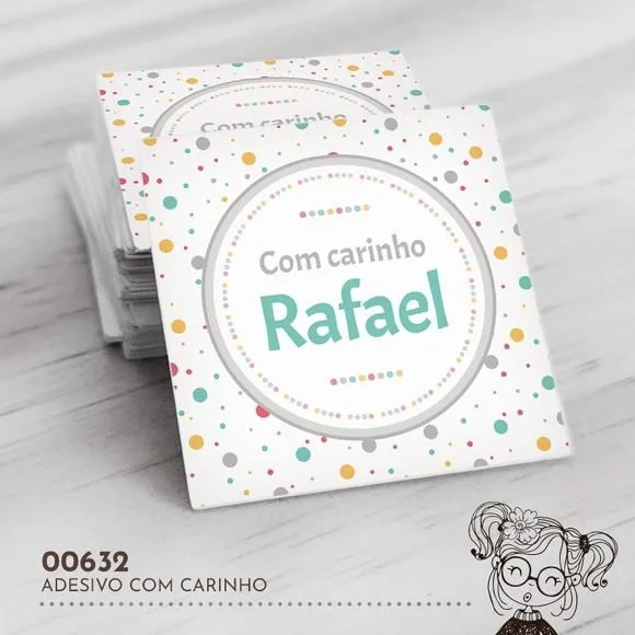 Adesivo Quadrado com Carinho - 00632