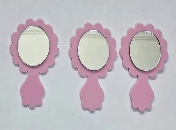 Espelho Princesa Rosa de Acrílico 5,5cm-6 Unidades