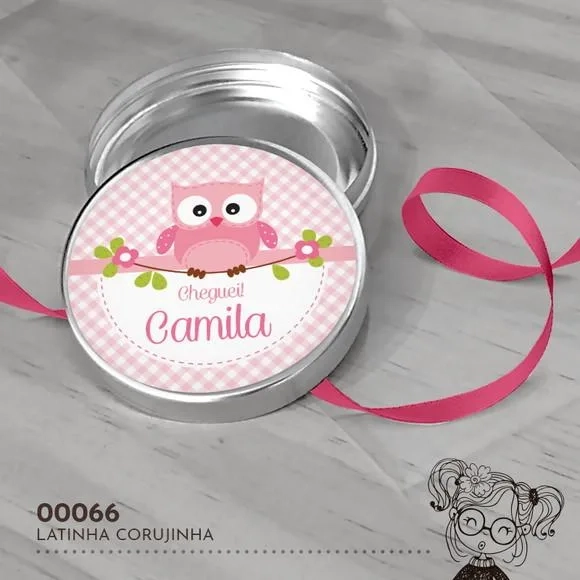 Latinha Adesivada Corujinha - 00066
