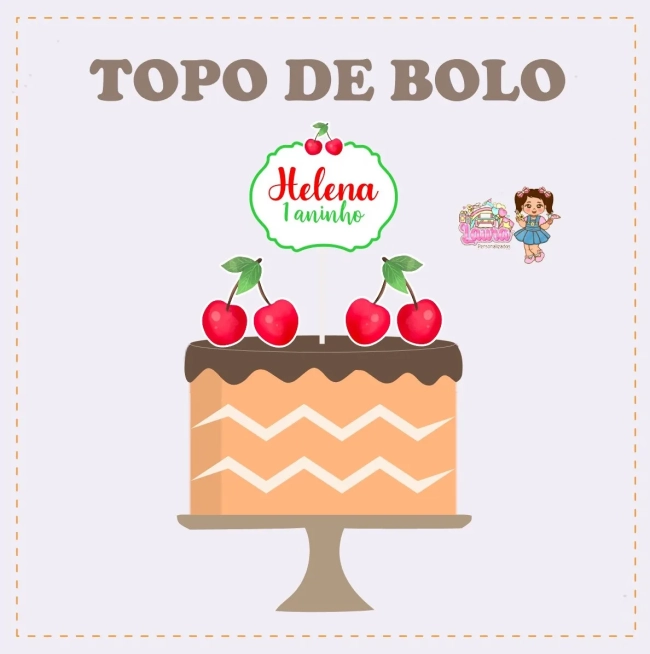 Kit Festa Só Um Bolinho CEREJINHA - Decoração de Festa