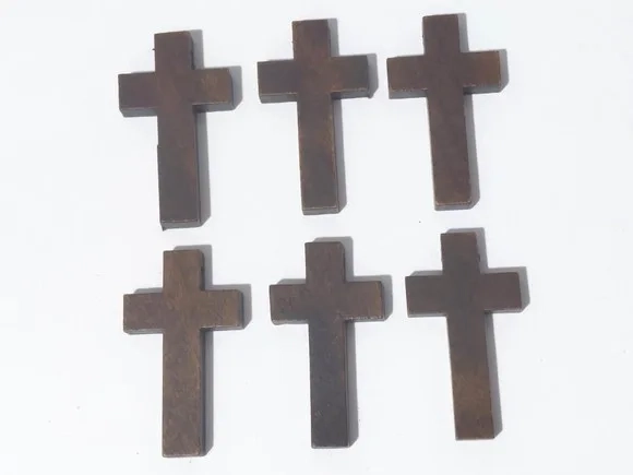Cruz de Madeira Marrom C/furo Passantes - 10 Unidades