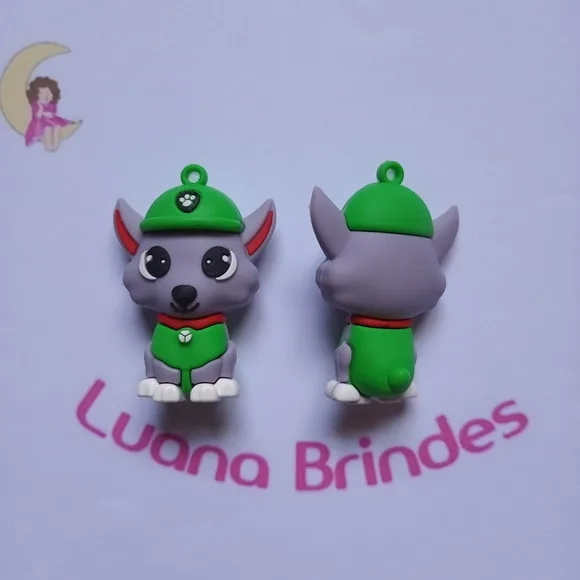 Pingente Patrulha Rocky Emborrachado 5cm Pct 2 Unidades