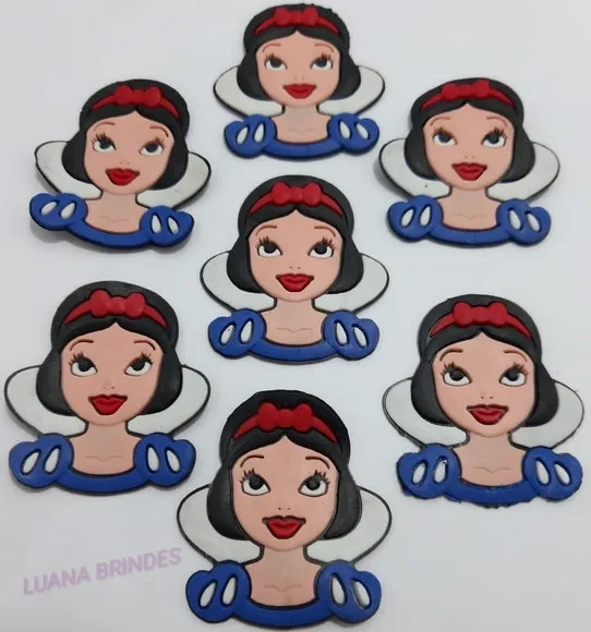 Aplique Branca de Neve de Borracha -pct C/6 Unid