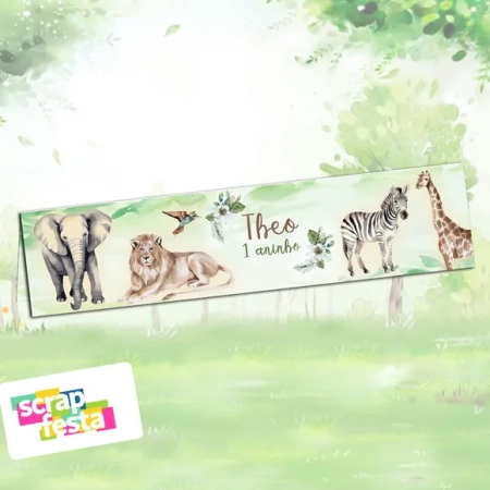 Lapela/solapa Personalizada Festa Safari Realista Aquarela