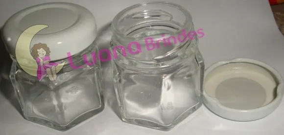 Potes de Vidro Sextavado Cristal 40ml Pct 2 Unidades