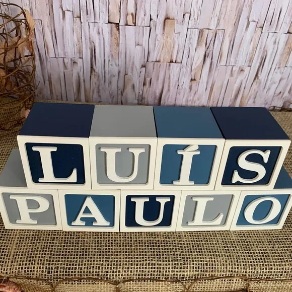 Decoração Bebê - Cubos 6x6cm Ts Nome com Moldura