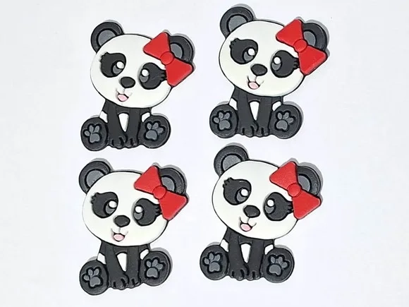 Aplique Panda Emborrachado Pacote com 8 Unidades