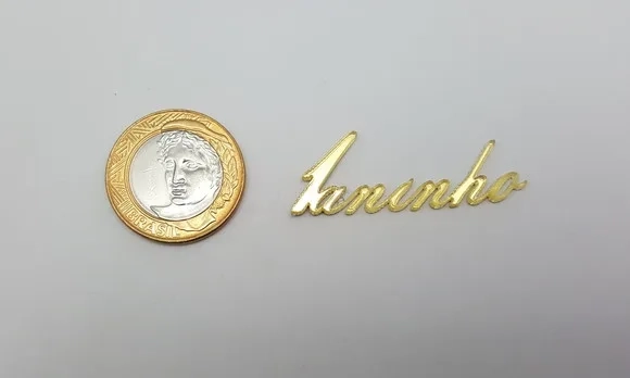 Plaquinha 1 aninho em Acrílico Espelhado Dourado - C/ 8 uni