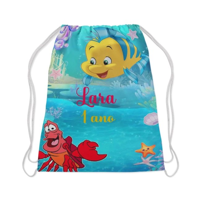 Mochilinha Personalizada para lembrancinhas do Linguado e Sebastian