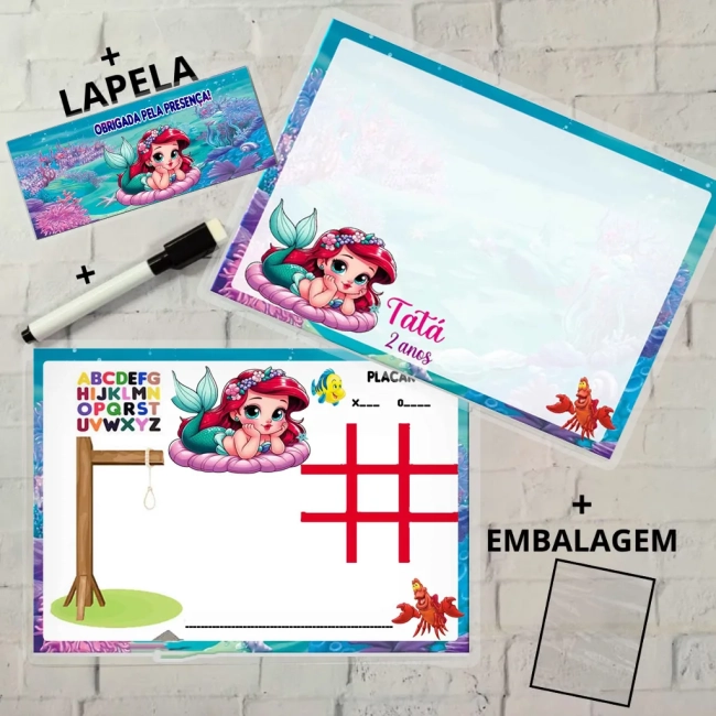 Lousa Magica Personalizada para lembrancinhas da Sereia Ariel