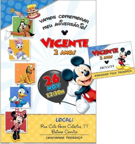 Convite Digital C/tag Mickey Mouse 4