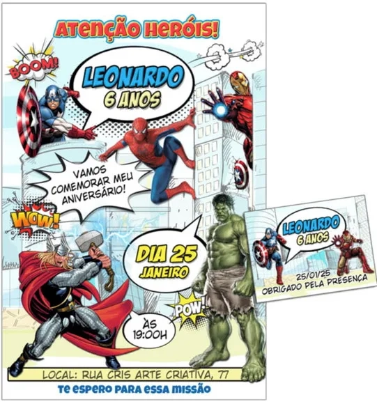 Convite Digital C/tag Herois Gibi 2