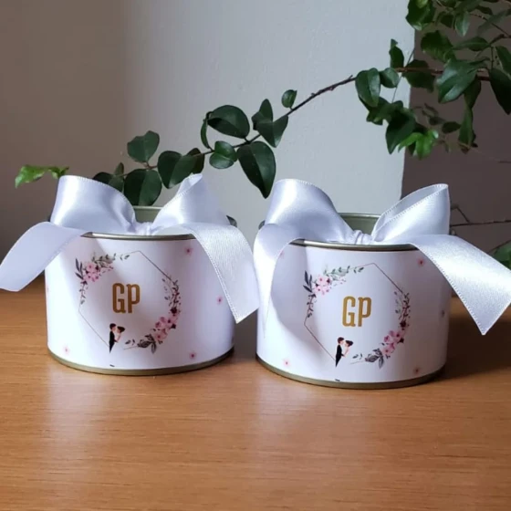 Lembrancinha de casamento tubolata 5x7 Tampa Metalizada Dourada