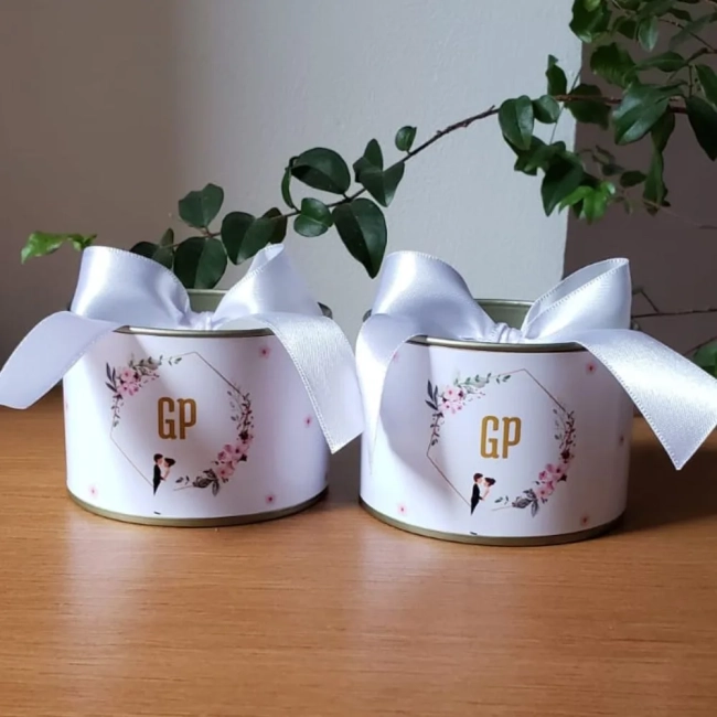 Lembrancinha de casamento tubolata 5x7 Tampa Metalizada Dourada