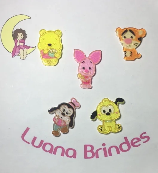 Aplique Personagens Disney de Acrílico Pct C/5 Unidades