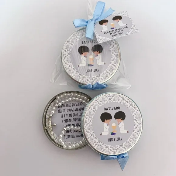 Lembrancinha com Mini Terço e Oração do Anjo da Guarda
