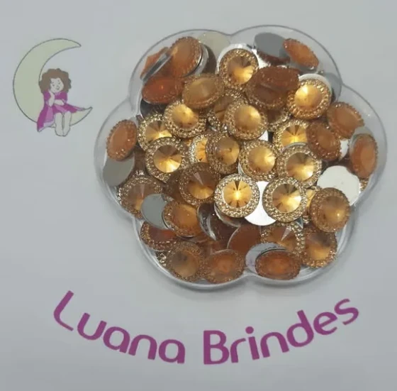 Chaton Dourado Redondo - 20mm - pacotes com 50 unidades.