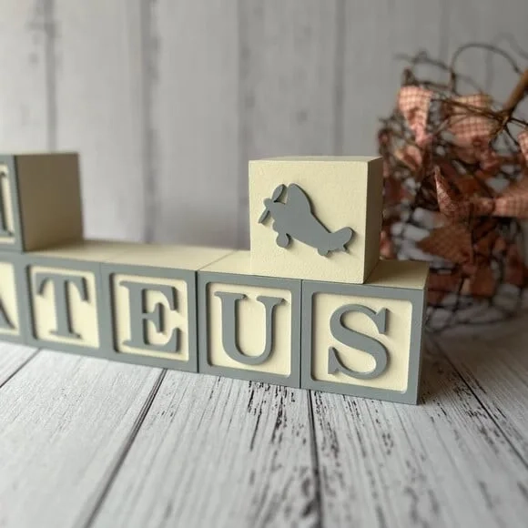 Aviãozinho - Decoração Bebê - Cubos 6x6cm Ts